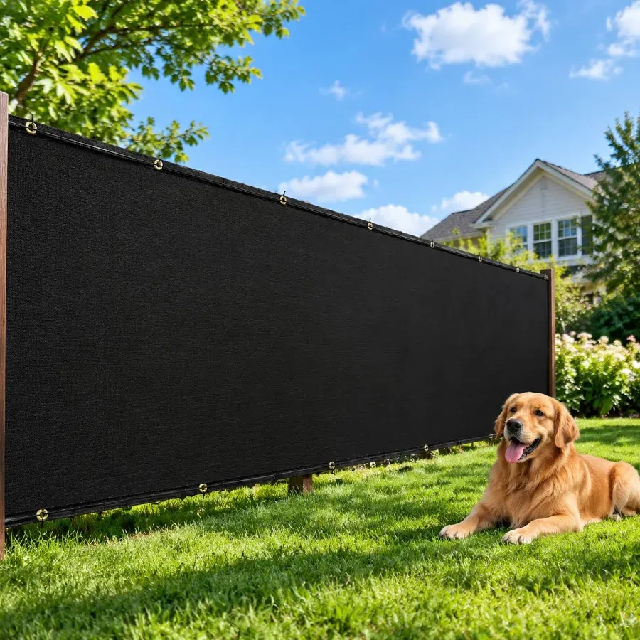 Shadenet fence screen, residential yard